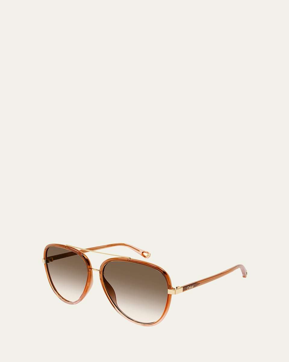 Golden Injection Plastic Aviator Sunglasses
